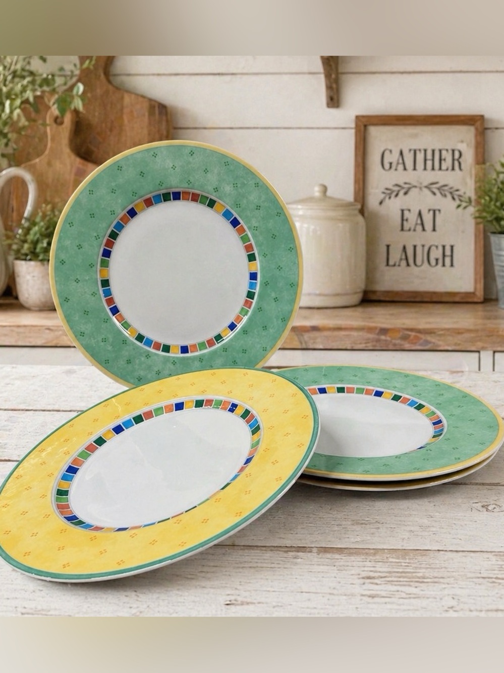 Villeroy & Boch Twist Alea Limón Verde Dinner Plates Set 4 Luxembourg Vintage